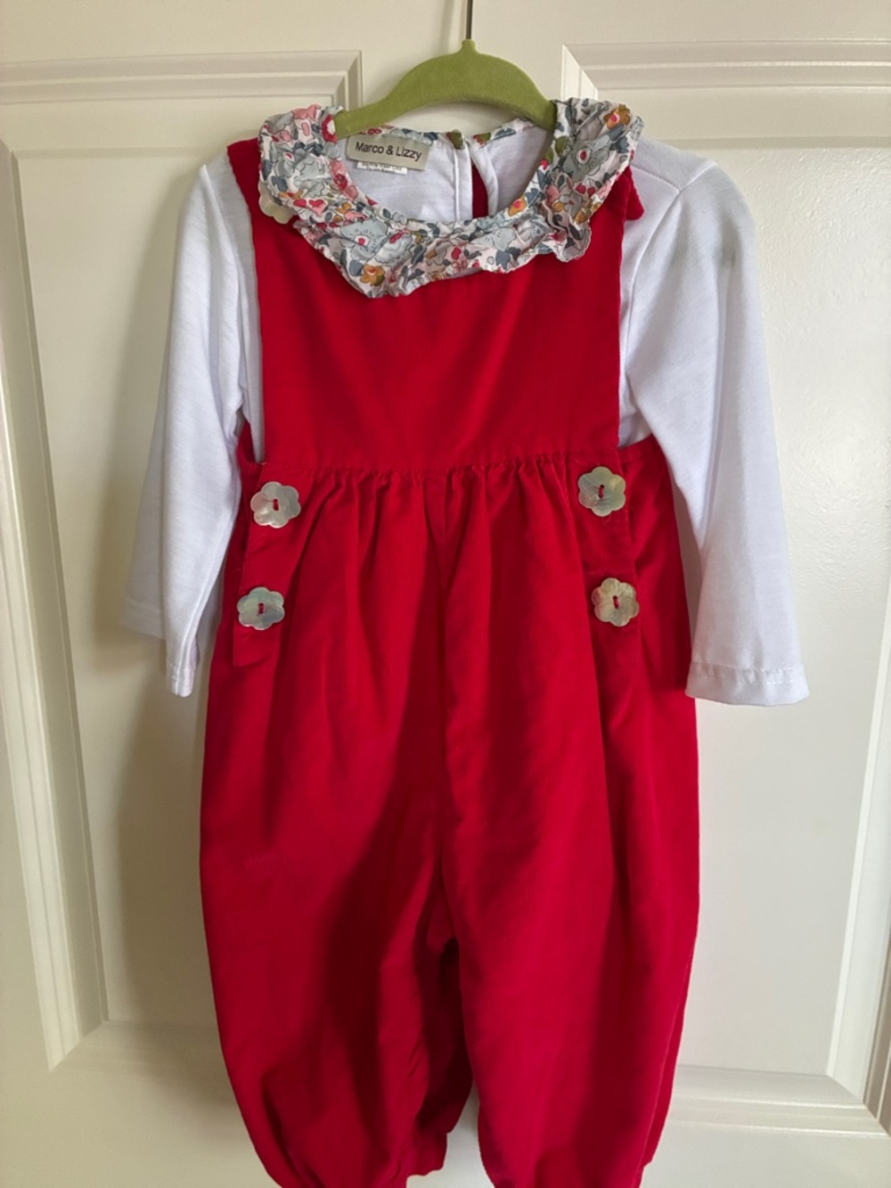 Red Floral-Collar One-Piece for Kids
